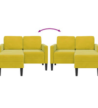 2-Sitzer-Sofa mit Chaiselongue L-Form Gelb 125 cm Samt
