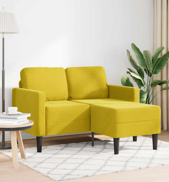 2-Sitzer-Sofa mit Chaiselongue L-Form Gelb 125 cm Samt