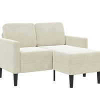 2-Sitzer-Sofa mit Chaiselongue L-Form Creme 125 cm Samt