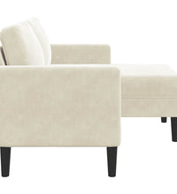 2-Sitzer-Sofa mit Chaiselongue L-Form Creme 125 cm Samt