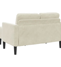 2-Sitzer-Sofa mit Chaiselongue L-Form Creme 125 cm Samt