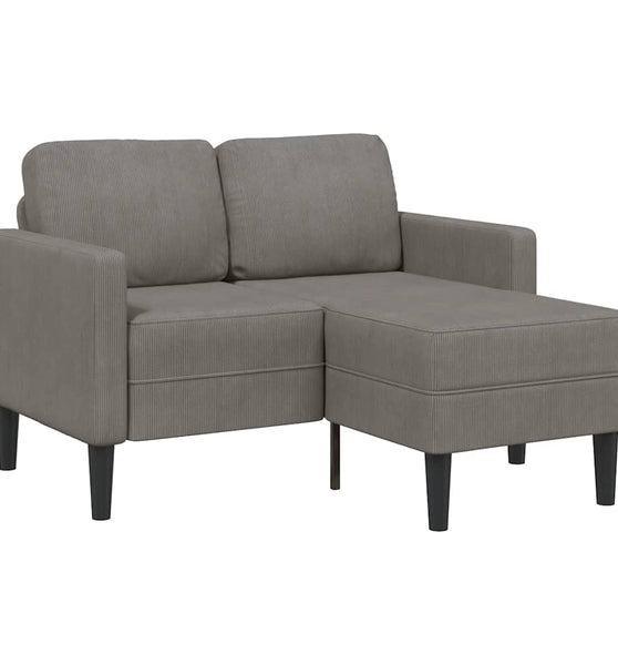 2-Sitzer-Sofa mit Chaiselongue L-Form Hellgrau 125 cm Leinen