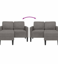 2-Sitzer-Sofa mit Chaiselongue L-Form Hellgrau 125 cm Leinen