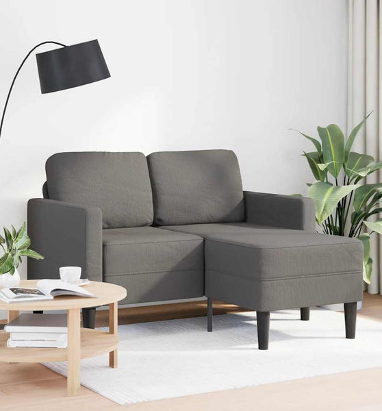 2-Sitzer-Sofa mit Chaiselongue L-Form Hellgrau 125 cm Leinen