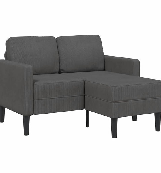 2-Sitzer-Sofa mit Chaiselongue L-Form Dunkelgrau 125 cm Leinen