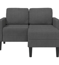 2-Sitzer-Sofa mit Chaiselongue L-Form Dunkelgrau 125 cm Leinen