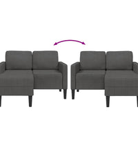 2-Sitzer-Sofa mit Chaiselongue L-Form Dunkelgrau 125 cm Leinen