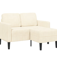 2-Sitzer-Sofa mit Chaiselongue L-Form Creme 125 cm Leinen
