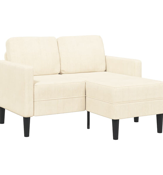 2-Sitzer-Sofa mit Chaiselongue L-Form Creme 125 cm Leinen