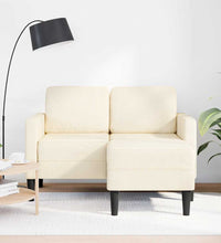 2-Sitzer-Sofa mit Chaiselongue L-Form Creme 125 cm Leinen