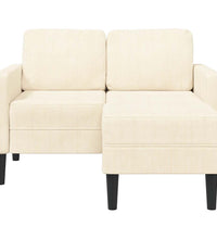 2-Sitzer-Sofa mit Chaiselongue L-Form Creme 125 cm Leinen