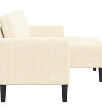 2-Sitzer-Sofa mit Chaiselongue L-Form Creme 125 cm Leinen