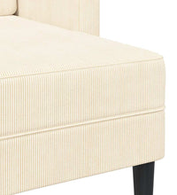 2-Sitzer-Sofa mit Chaiselongue L-Form Creme 125 cm Leinen