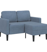 2-Sitzer-Sofa mit Chaiselongue L-Form Blau 125 cm Leinen