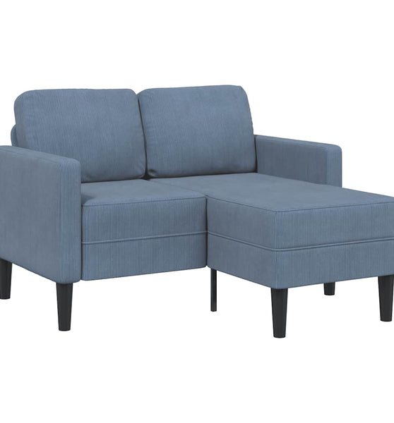 2-Sitzer-Sofa mit Chaiselongue L-Form Blau 125 cm Leinen