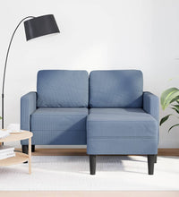 2-Sitzer-Sofa mit Chaiselongue L-Form Blau 125 cm Leinen