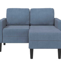 2-Sitzer-Sofa mit Chaiselongue L-Form Blau 125 cm Leinen