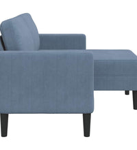2-Sitzer-Sofa mit Chaiselongue L-Form Blau 125 cm Leinen