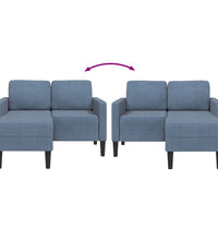 2-Sitzer-Sofa mit Chaiselongue L-Form Blau 125 cm Leinen