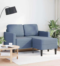 2-Sitzer-Sofa mit Chaiselongue L-Form Blau 125 cm Leinen
