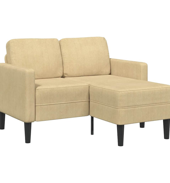 2-Sitzer-Sofa mit Chaiselongue L-Form Hellgrün 125 cm Leinen