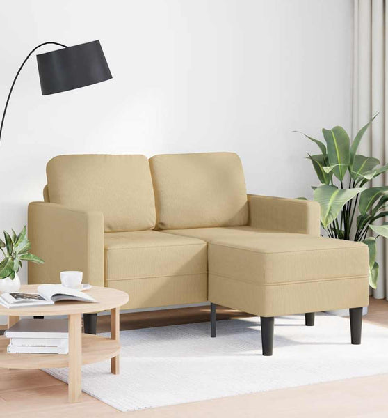 2-Sitzer-Sofa mit Chaiselongue L-Form Hellgrün 125 cm Leinen
