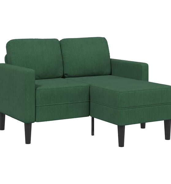 2er-Sofa mit Chaiselongue L-Form Dschungelgrün 125 cm Leinen