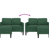 2er-Sofa mit Chaiselongue L-Form Dschungelgrün 125 cm Leinen