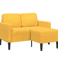 2-Sitzer-Sofa mit Chaiselongue L-Form Hellgelb 125 cm Leinen