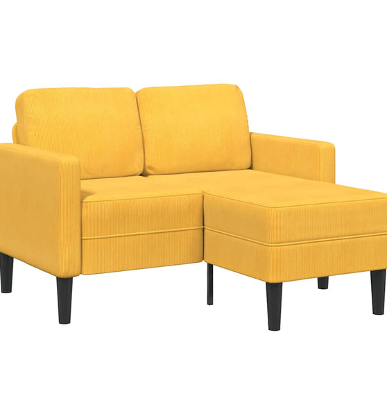 2-Sitzer-Sofa mit Chaiselongue L-Form Hellgelb 125 cm Leinen