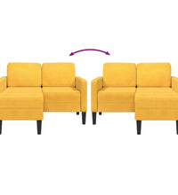 2-Sitzer-Sofa mit Chaiselongue L-Form Hellgelb 125 cm Leinen