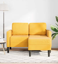 2-Sitzer-Sofa mit Chaiselongue L-Form Hellgelb 125 cm Leinen