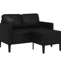2-Sitzer-Sofa mit Chaiselongue L-Form Schwarz 125 cm Kunstleder