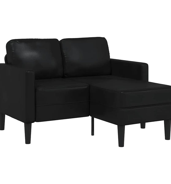 2-Sitzer-Sofa mit Chaiselongue L-Form Schwarz 125 cm Kunstleder