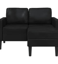 2-Sitzer-Sofa mit Chaiselongue L-Form Schwarz 125 cm Kunstleder