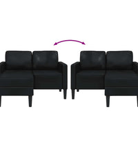 2-Sitzer-Sofa mit Chaiselongue L-Form Schwarz 125 cm Kunstleder