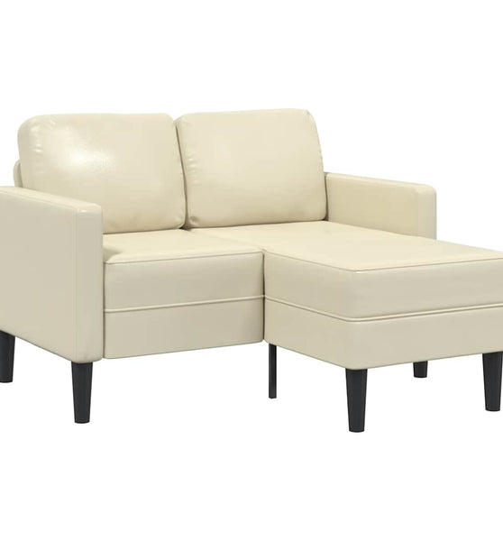 2-Sitzer-Sofa mit Chaiselongue L-Form Creme 125 cm Kunstleder