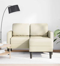 2-Sitzer-Sofa mit Chaiselongue L-Form Creme 125 cm Kunstleder