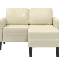 2-Sitzer-Sofa mit Chaiselongue L-Form Creme 125 cm Kunstleder