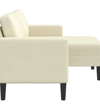 2-Sitzer-Sofa mit Chaiselongue L-Form Creme 125 cm Kunstleder