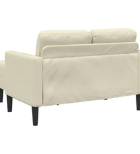 2-Sitzer-Sofa mit Chaiselongue L-Form Creme 125 cm Kunstleder