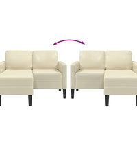 2-Sitzer-Sofa mit Chaiselongue L-Form Creme 125 cm Kunstleder