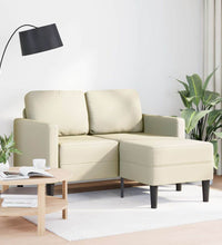 2-Sitzer-Sofa mit Chaiselongue L-Form Creme 125 cm Kunstleder