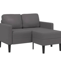 2-Sitzer-Sofa mit Chaiselongue L-Form Grau 125 cm Kunstleder