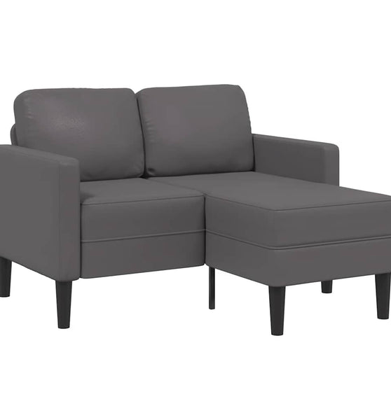 2-Sitzer-Sofa mit Chaiselongue L-Form Grau 125 cm Kunstleder