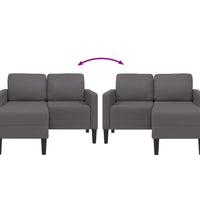 2-Sitzer-Sofa mit Chaiselongue L-Form Grau 125 cm Kunstleder