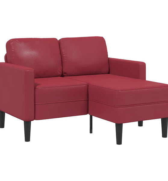 2-Sitzer-Sofa mit Chaiselongue L-Form Weinrot 125 cm Kunstleder