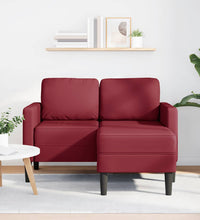 2-Sitzer-Sofa mit Chaiselongue L-Form Weinrot 125 cm Kunstleder