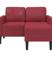 2-Sitzer-Sofa mit Chaiselongue L-Form Weinrot 125 cm Kunstleder