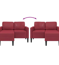 2-Sitzer-Sofa mit Chaiselongue L-Form Weinrot 125 cm Kunstleder